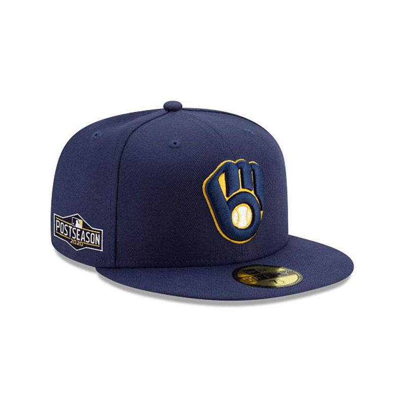 MLB Milwaukee Brewers Postseason Side Patch 59Fifty Fitted (IRN6694) - Blue New Era Caps